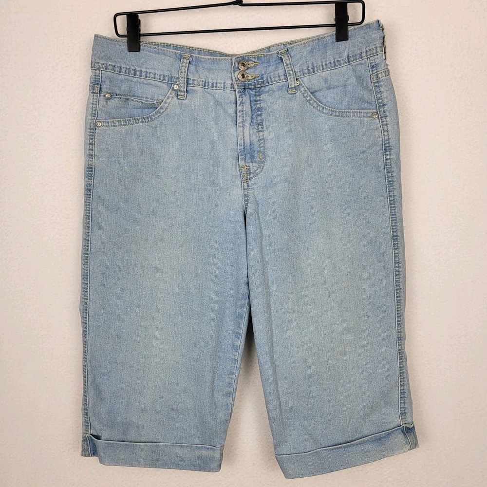 BandolinoBlu Denim Bermuda Shorts 10 Blue High Rise Light Wash Stretch‎ Pockets